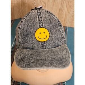 David and Young Smiley Face Denim Baseball Cap Sherpa Patch Adjustable Strapback
